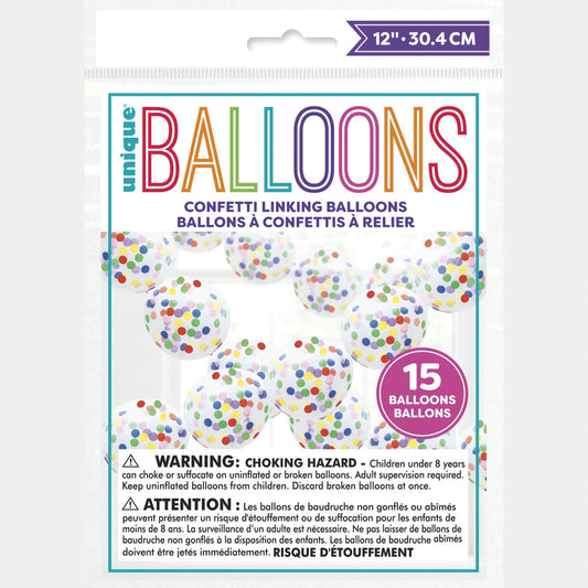 12" Confetti Latex Balloon Garland Kit, 15pc