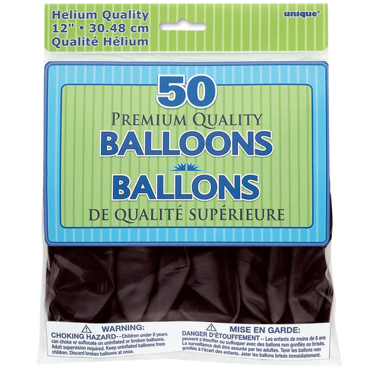 12" Latex Balloons, 50 In A Pack - Phantom Black