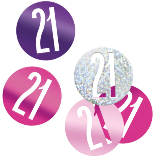 Birthday Pink Glitz Number 21 Confetti, .5oz