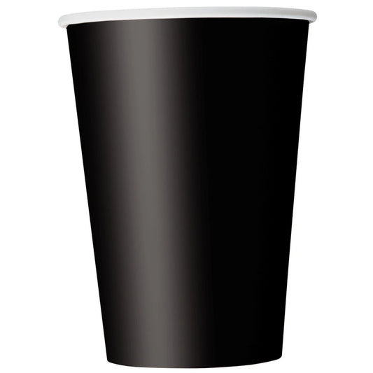 Black Solid 12oz Paper Cups, 10 In A Pack
