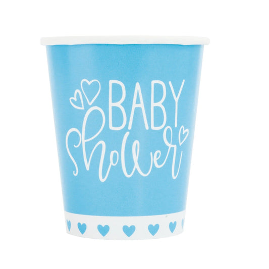Blue Hearts Baby Shower 9oz Paper Cups, 8 In A Pack