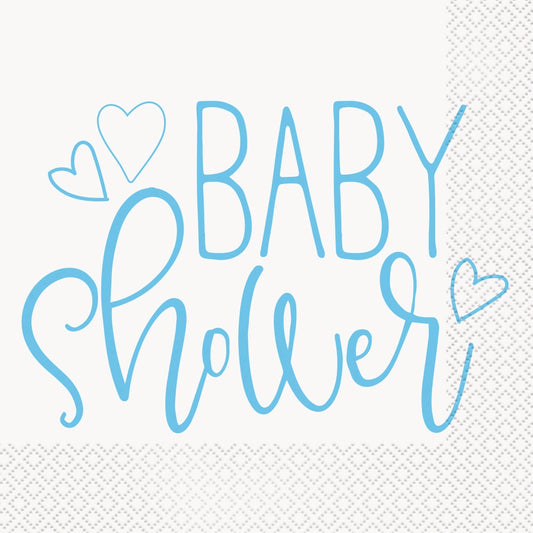 Blue Hearts Baby Shower Luncheon Napkins, 16 In A Pack