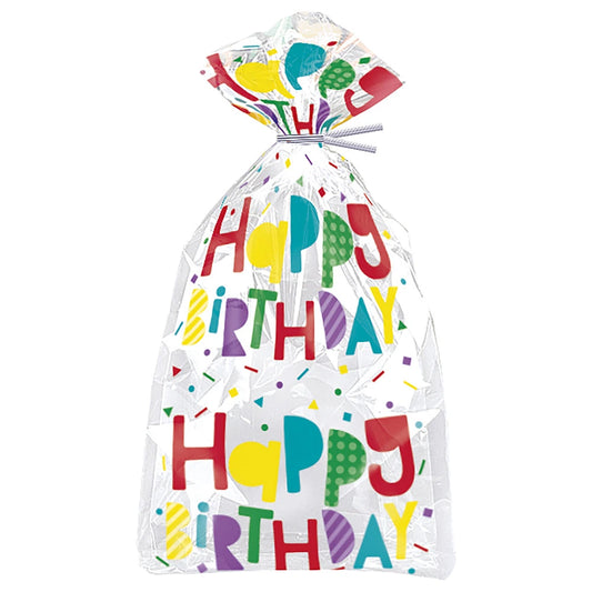 Colorful Happy Birthday Cellophane Bags, 20 In A Pack