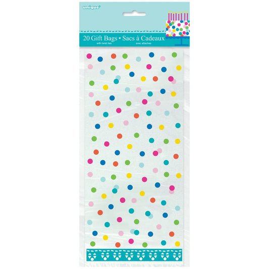 Confetti Cake Birthday Cellophane Bags 5"x11", 20 In A Pack