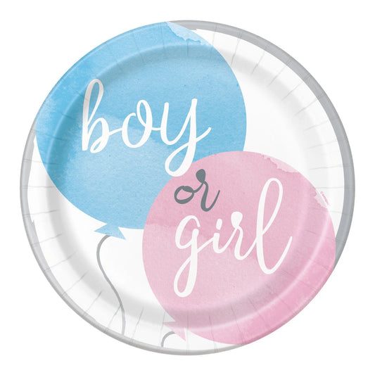 Gender Reveal Party Round 9" Dinner Plates, 8 In A Pack