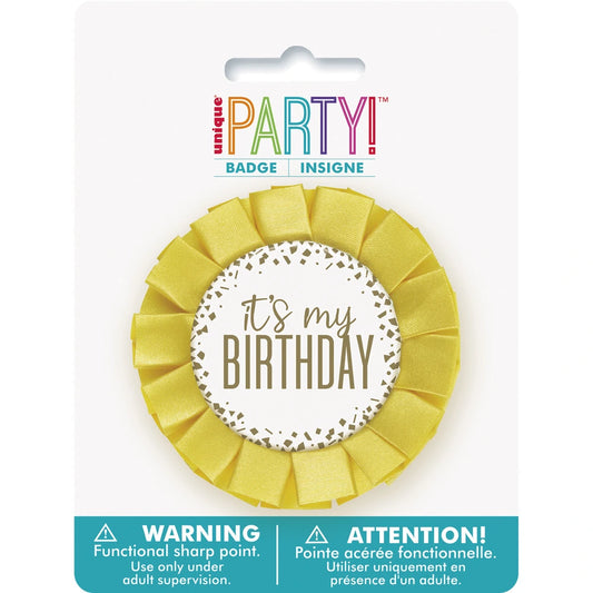Gold Foil Confetti "It's My Birthday" Badge