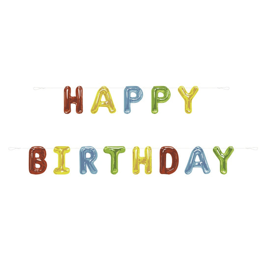 Happy Balloon Birthday Paper Letter Banner, 9 ft, 2pc
