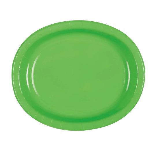 Lime Green Solid Oval Plates, 8 In A Pack