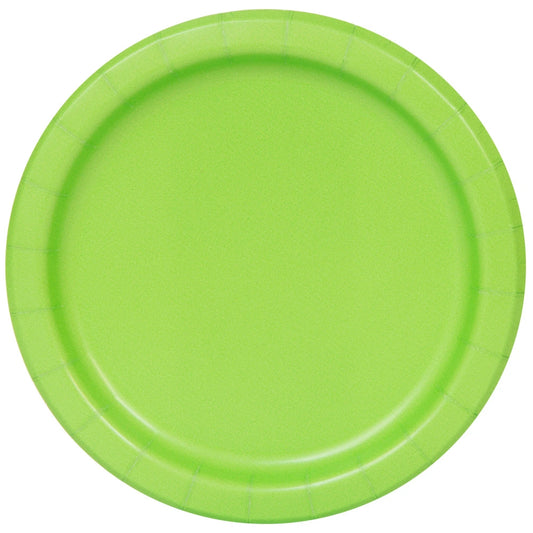 Lime Green Solid Round 7" Dessert Plates, 20 In A Pack