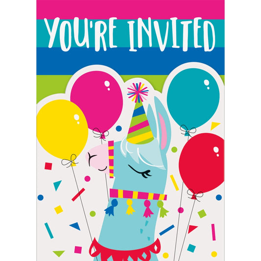 Llama Birthday Invitations, 8 In A Pack