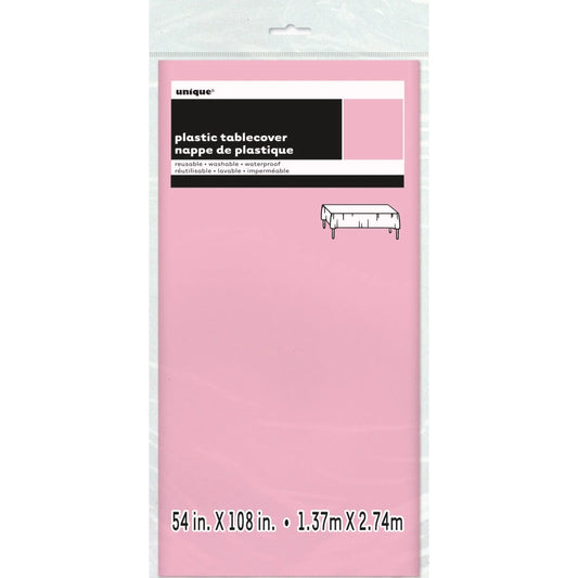 Lovely Pink Solid Re In A Packangular Plastic Table Cover, 54"x108"