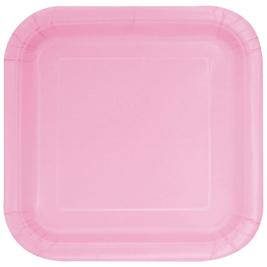 Lovely Pink Solid Square 7" Dessert Plates, 16 In A Pack