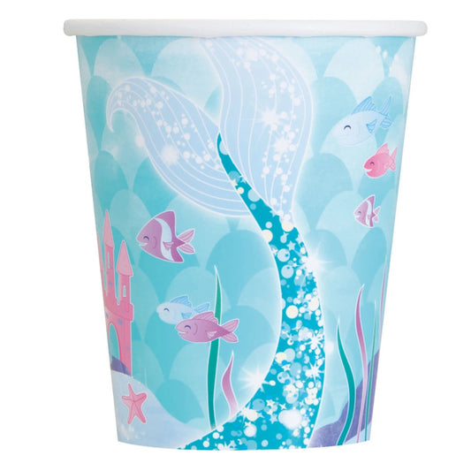 Mermaid 9oz Paper Cups, 8 In A Pack