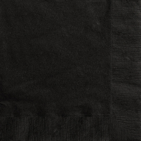Midnight Black Solid Beverage Napkins, 20 In A Pack