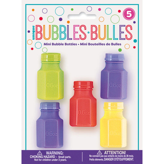 Mini Bubble Bottles, 5 In A Pack