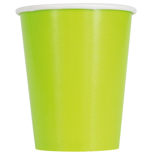 Neon Green Solid 9oz Paper Cups, 14 In A Pack