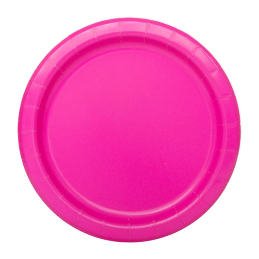 Neon Pink Solid Round 7" Dessert Plates, 20 In A Pack