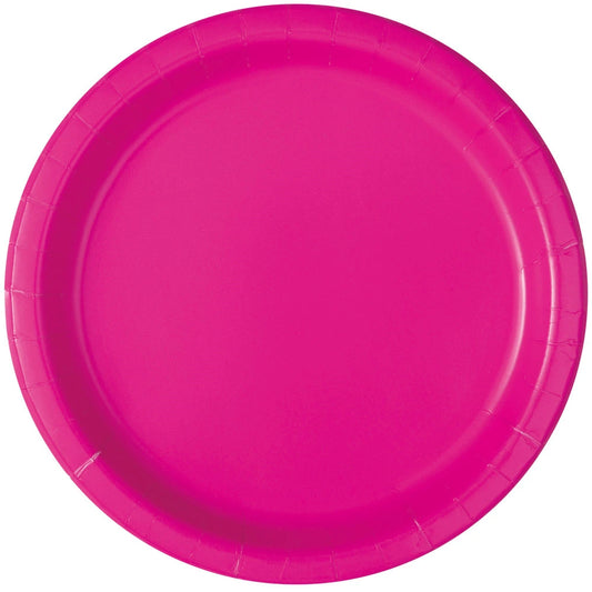 Neon Pink Solid Round 9" Dinner Plates, 16 In A Pack