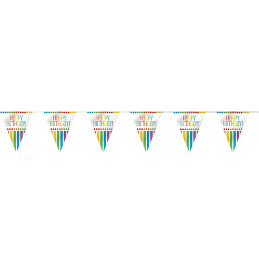 Rainbow Birthday Flag Banner, 12ft