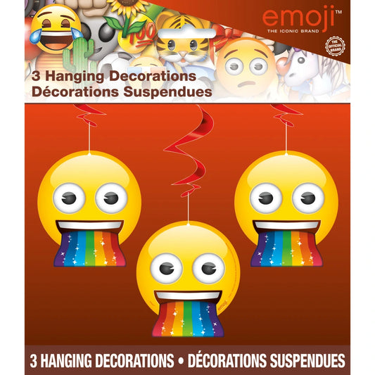 Rainbow Fun Emoji Hanging Swirl Decorations, 26", 3 In A Pack