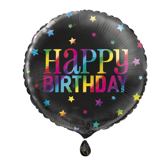 Rainbow Happy Birthday Round Foil Balloon 18", Package