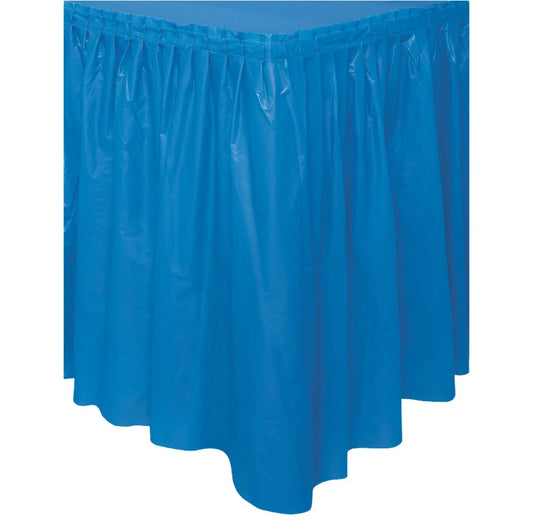 Royal Blue Solid Plastic Table Skirt, 29"x14ft