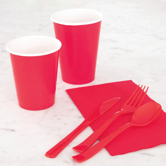 Ruby Red Solid 9oz Paper Cups, 14 In A Pack