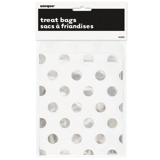 Silver Dots Treat Bags, 8 In A Pack