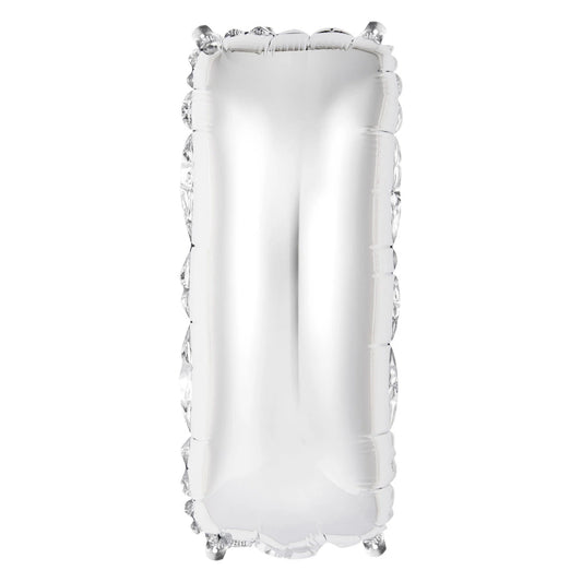 Silver Letter I Shaped Foil Balloon 14", Packaged