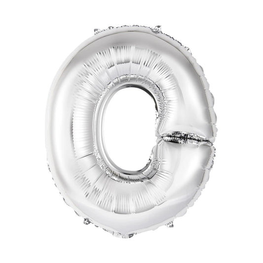 Silver Letter O Shaped Foil Balloon 14", Packaged
