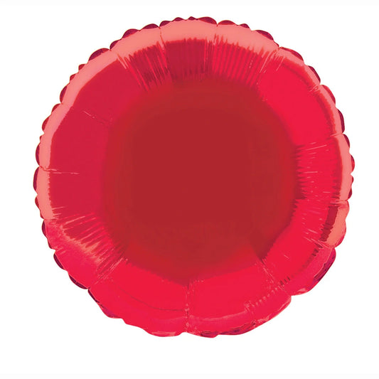 Solid Round Foil Balloon 18", Packaged - Ruby Red