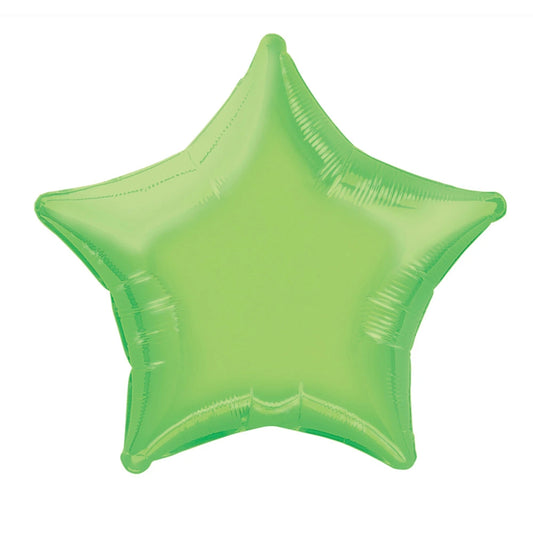 Solid Star Foil Balloon 20", Packaged - Lime Green