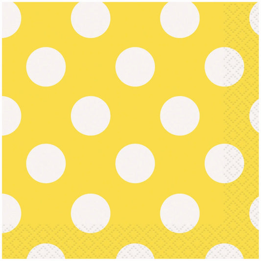 Sunflower Yellow Dots Beverage Napkins, 16 In A Pack