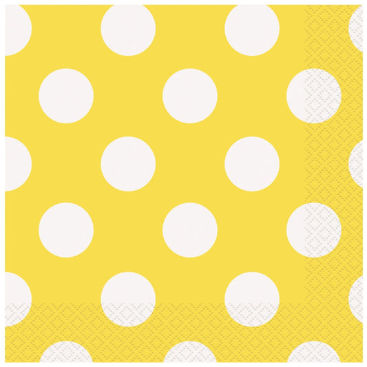 Sunflower Yellow Dots Luncheon Napkins, 16 In A Pack