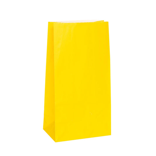 Sunflower Yellow Paper Party Bags, 12 In A Pack