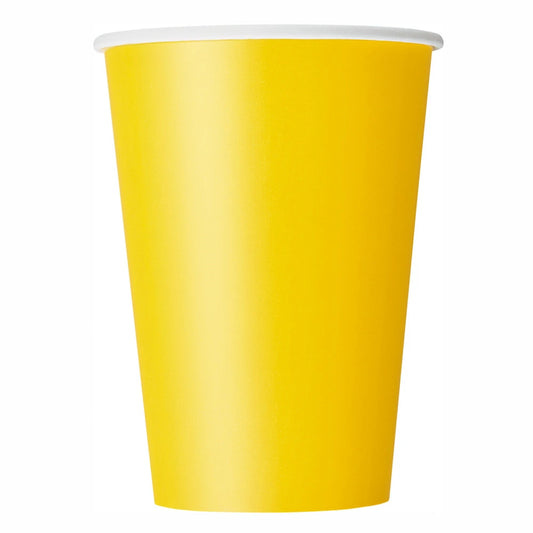 Sunflower Yellow Solid 12oz Paper Cups, 10 In A Pack