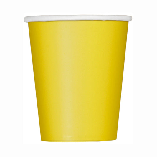 Sunflower Yellow Solid 9oz Paper Cups, 14 In A Pack