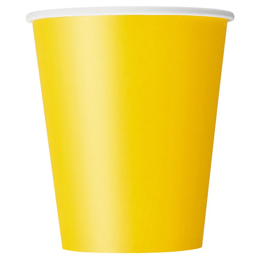 Sunflower Yellow Solid 9oz Paper Cups, 8 In A Pack