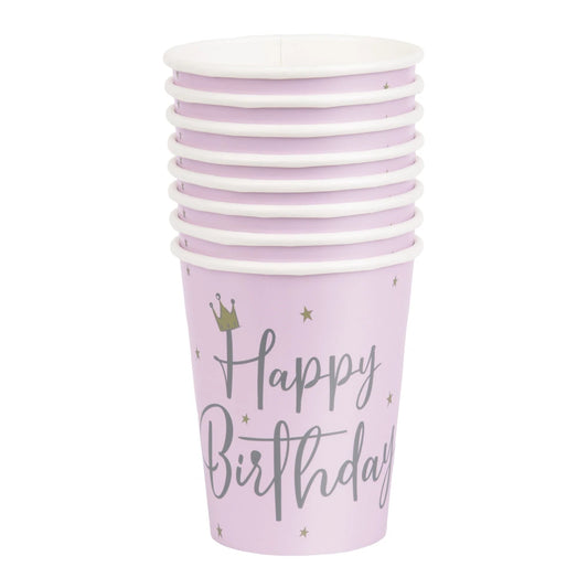 Swan Birthday 9oz Paper Cups, 8 In A Pack
