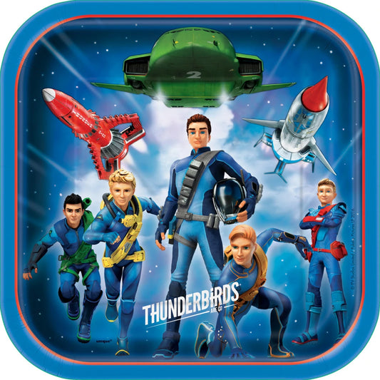 Thunderbirds Square 9" Dinner Plates, 8 In A Pack