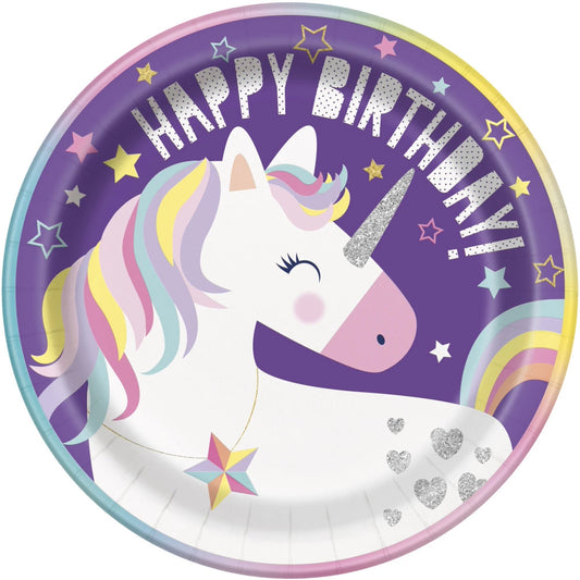 Unicorn Round 9" Dinner Plates, 8 In A Pack