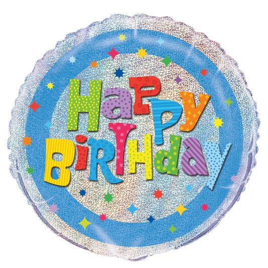 Wacky Birthday Prism Round Foil Balloon 18", Packaged