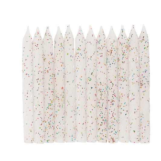 White and Glitter Spiral Birthday Candles, 24 In A Pack