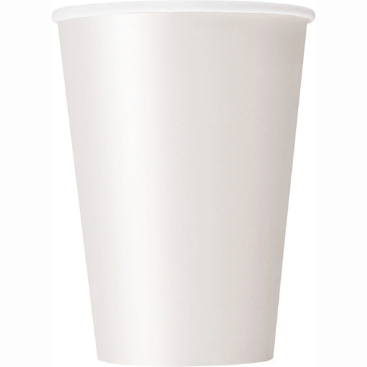 White Solid 12oz Paper Cups, 10 In A Pack