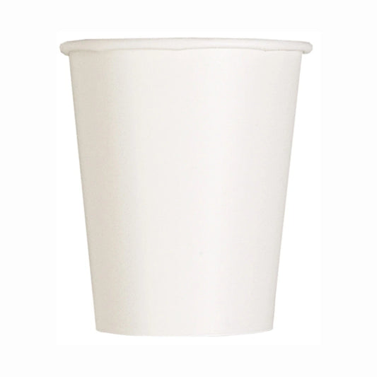 White Solid 9oz Paper Cups, 14 In A Pack