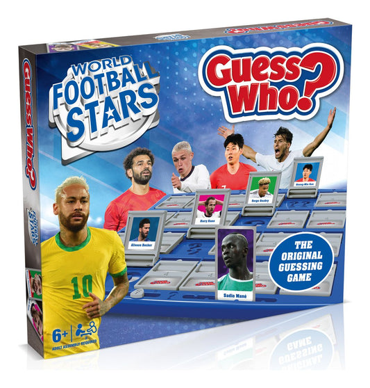 World Football Stars Guess Who? Board Game, play with Messi, Neymar, Harry Kane, Ronaldo, Salah and Foden, easy to set up 2 player game for aged 6+, great gift for football fans