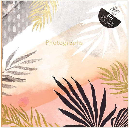 Ayush Party Photo Album Palm Leaves Theme Geo Pattern Design Photo Albums 6x4-6x4 Photo Album Memo Slip in Holds 200 Photos for Valentine, Family, Wedding Christmas