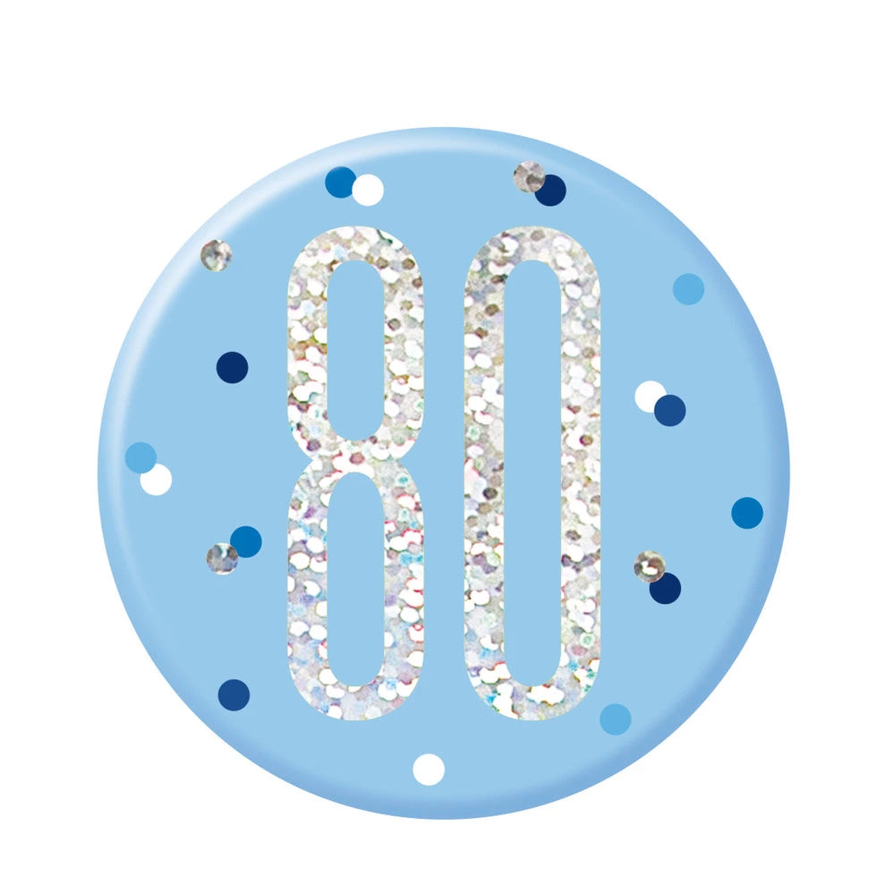1 Glitz Blue & Silver Birthday Badge 80