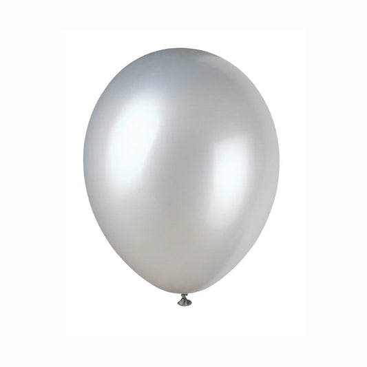 12" Latex Balloons, 50 In A Pack - Shimmering Silver