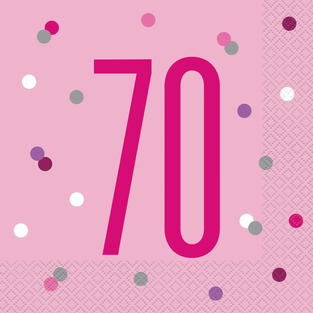 16 Glitz Pink & Silver Luncheon Napkins 70